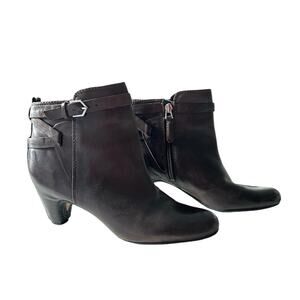 Sam Edelman Women’s Size 7.5 M Maddox Brown Leather Ankle Bootie Kitten Heel‎